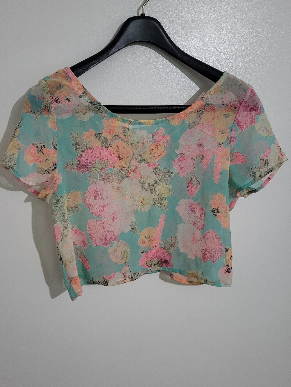 On Twelfth Floral Sheer Crop Top